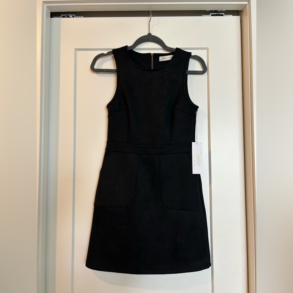 bishop + young Black Mini Dress Faux Velvet